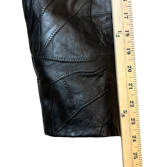 Vintage Cellini Long Full Grain Black Patchwork Leather Matrix Jacket Size XL - Picture 6 of 13